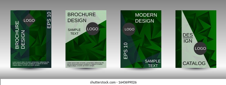 Modern design template. A set of modern abstract covers. Creative green triangle element vector. Geometric booklet cover template design.