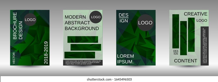 Plantilla de diseño moderna. Un conjunto de tapas abstractas modernas. Creativo vector de elemento triángulo verde. Diseño de plantillas de portada de folletos geométricos.