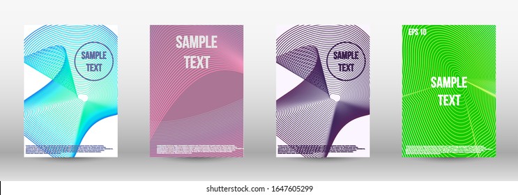 Plantilla de diseño moderna.  Conjunto de objetos oblongos abstractos modernos de líneas vectoriales abstractas.  Líneas de onda. Fondo rayado. Modalidades geométricas de moda. Diseño de vectores EPS10.