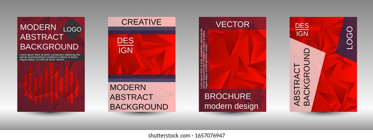 Modern design template. A set of modern abstract covers. Creative red triangle element vector. Geometric booklet cover template design.