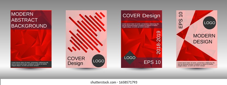 Modern design template. A set of modern abstract covers. Creative red triangle element vector. Geometric booklet cover template design.