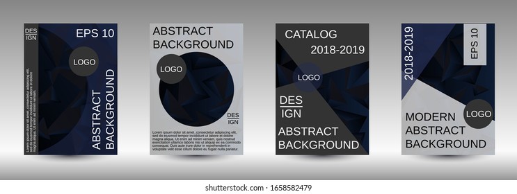 Modern design template. A set of modern abstract covers. Creative black triangle element vector. Geometric booklet cover template design.