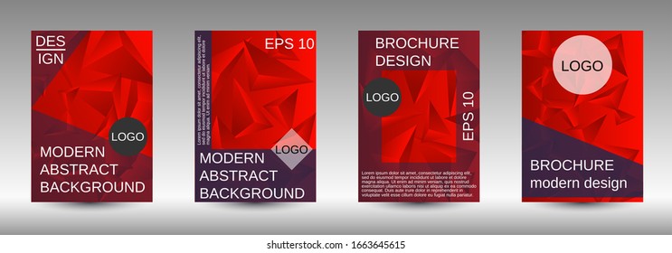 Modern design template. A set of modern abstract covers. Creative red triangle element vector. Geometric booklet cover template design.