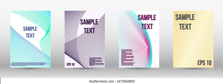 Modern design template. A set of modern abstract oblong objects from vector abstract lines. Wave lines.Striped background.  Trendy geometric patterns. EPS10 Vector Design.