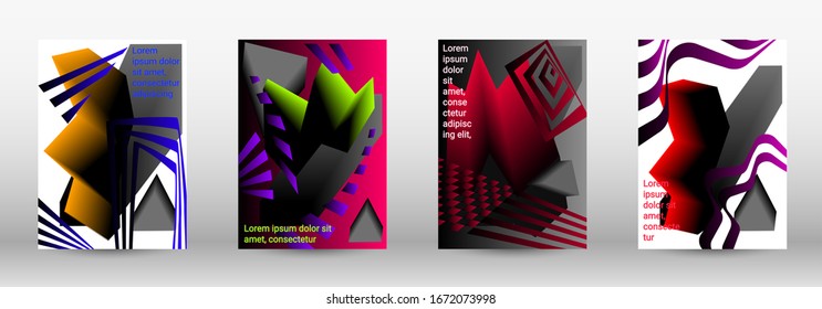 Modern design template. A set of modern abstract covers. Trendy cover design of curved lines, geometric shapes. Vector illustration. EPS 10.