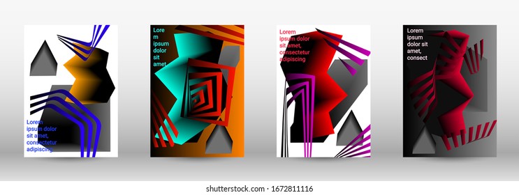 Modern design template. A set of modern abstract covers. Trendy cover design of curved lines, geometric shapes. Vector illustration. EPS 10.