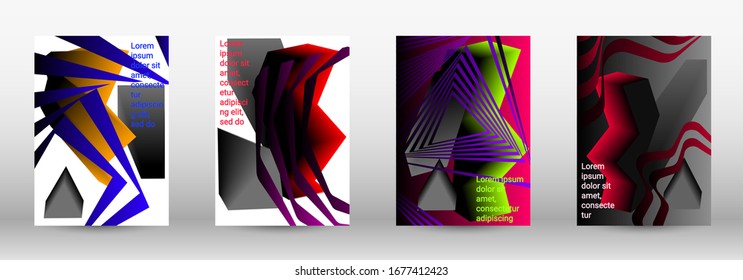 Modern design template. A set of modern abstract covers. Trendy cover design of curved lines, geometric shapes. Vector illustration. EPS 10.