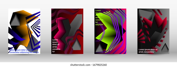 Modern design template. A set of modern abstract covers. Trendy cover design of curved lines, geometric shapes. Vector illustration. EPS 10.