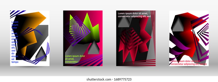 Modern design template. A set of modern abstract covers. Trendy cover design of curved lines, geometric shapes. Vector illustration. EPS 10.