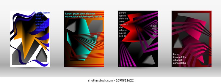 Modern design template. A set of modern abstract covers. Trendy cover design of curved lines, geometric shapes. Vector illustration. EPS 10.