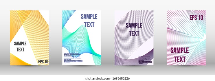 Modern design template. A set of modern abstract oblong objects from vector abstract lines. Geometric template with lines for booklet cover. Trendy geometric patterns. EPS10 Vector Design.