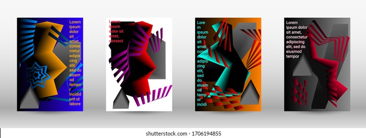 Plantilla de diseño moderna. Un conjunto de tapas abstractas modernas. Diseño de portada a la moda de líneas curvas, formas geométricas. Ilustración vectorial. EPS 10.