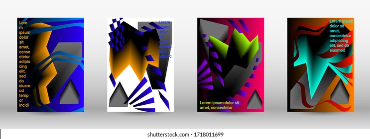 Modern design template. A set of modern abstract covers. Trendy cover design of curved lines, geometric shapes. Vector illustration. EPS 10.