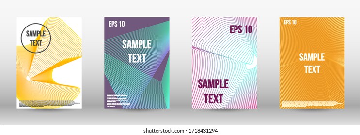 Modern design template. A set of modern abstract oblong objects from vector abstract lines. Wave lines.Striped background.  Trendy geometric patterns. EPS10 Vector Design.