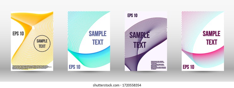 Plantilla de diseño moderna. Conjunto de objetos oblongos abstractos modernos de líneas vectoriales abstractas.  Líneas de onda. Fondo rayado. Modalidades geométricas de moda. Diseño de vectores EPS10.