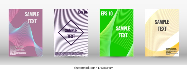 Modern design template. A set of modern abstract oblong objects from vector abstract lines. Wave lines.Striped background.  Trendy geometric patterns. EPS10 Vector Design.