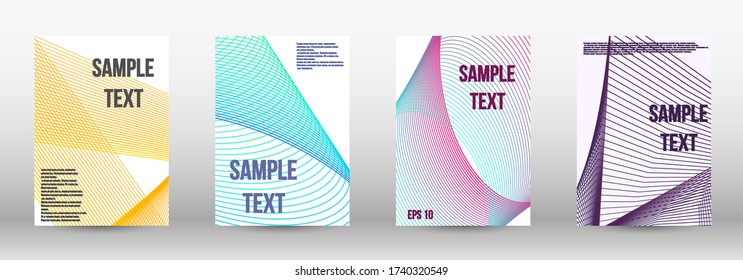 Plantilla de diseño moderna. Conjunto de objetos oblongos abstractos modernos a partir de líneas abstractas vectoriales. Líneas onduladas.Fondo rayado.  Patrones geométricos de moda. Diseño de vectores EPS10.
