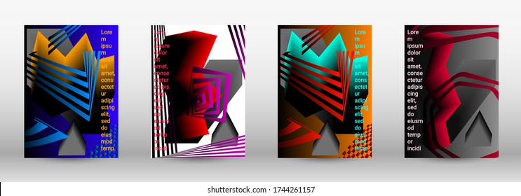 Modern design template. A set of modern abstract covers. Trendy cover design of curved lines, geometric shapes. Vector illustration. EPS 10.