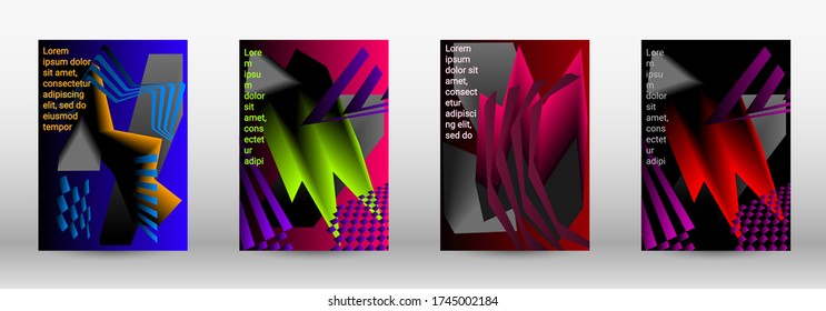 Modern design template. A set of modern abstract covers. Trendy cover design of curved lines, geometric shapes. Vector illustration. EPS 10.