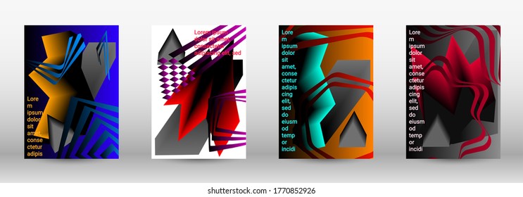 Modern design template. A set of modern abstract covers. Trendy cover design of curved lines, geometric shapes. Vector illustration. EPS 10.