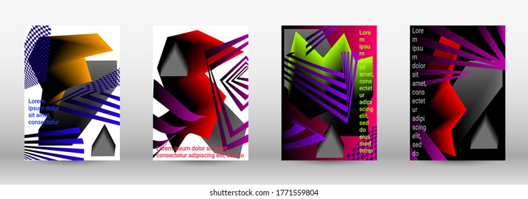 Plantilla de diseño moderna. Un conjunto de cubiertas abstractas modernas. Diseño de portada a la moda de líneas curvas, formas geométricas. Ilustración vectorial. EPS 10.
