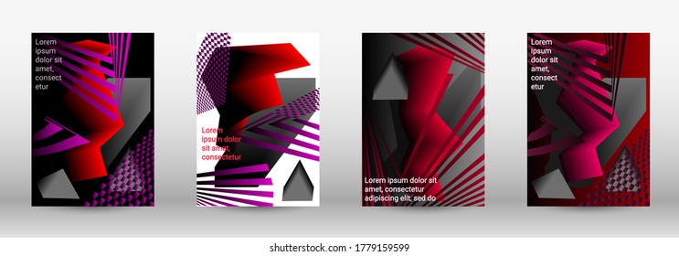 Modern design template. A set of modern abstract covers. Trendy cover design of curved lines, geometric shapes. Vector illustration. EPS 10.