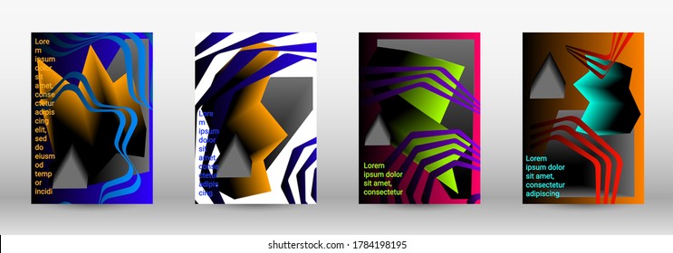 Plantilla de diseño moderna. Un conjunto de cubiertas abstractas modernas. Diseño de portada a la moda de líneas curvas, formas geométricas. Ilustración vectorial. EPS 10.