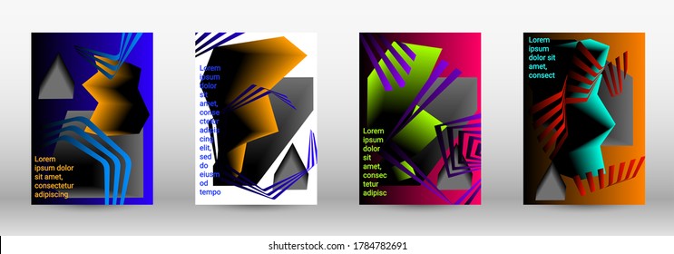 Plantilla de diseño moderna. Un conjunto de cubiertas abstractas modernas. Diseño de portada a la moda de líneas curvas, formas geométricas. Ilustración vectorial. EPS 10.