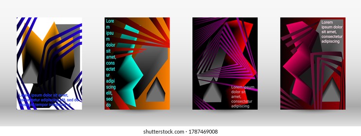 Plantilla de diseño moderna. Un conjunto de cubiertas abstractas modernas. Diseño de portada a la moda de líneas angulares y formas geométricas. Ilustración vectorial. EPS 10.