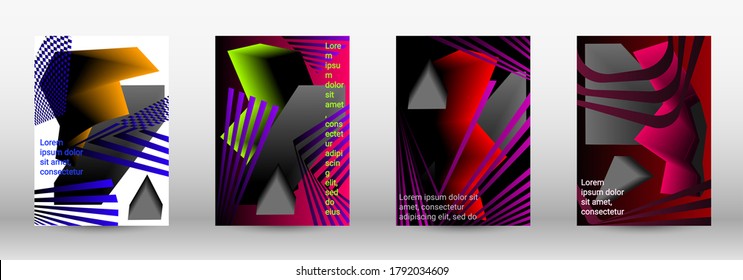 Modern design template. A set of modern abstract covers. Trendy cover design of curved lines, geometric shapes. Vector illustration. EPS 10.
