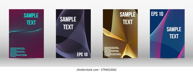 Modern design template. A set of modern abstract oblong objects from vector abstract lines. Wave lines.Striped background.  Trendy geometric patterns. EPS10 Vector Design.
