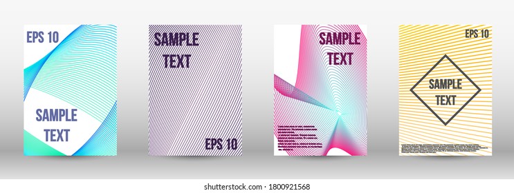 Plantilla de diseño moderna. Conjunto de objetos oblongos abstractos modernos a partir de líneas abstractas vectoriales. Líneas onduladas.Fondo rayado.  Patrones geométricos de moda. Diseño de vectores EPS10.