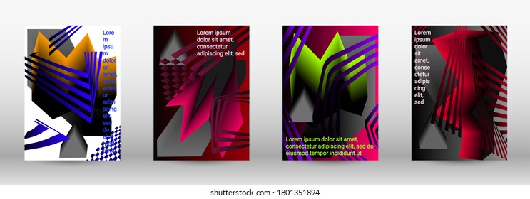 Modern design template. A set of modern abstract covers. Trendy cover design of curved lines, geometric shapes. Vector illustration. EPS 10.