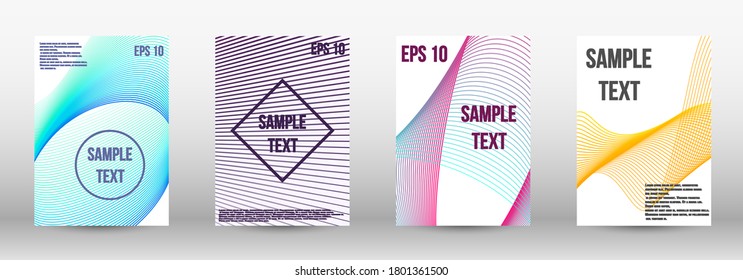 Plantilla de diseño moderna. Conjunto de objetos oblongos abstractos modernos a partir de líneas abstractas vectoriales. Líneas onduladas.Fondo rayado.  Patrones geométricos de moda. Diseño de vectores EPS10.