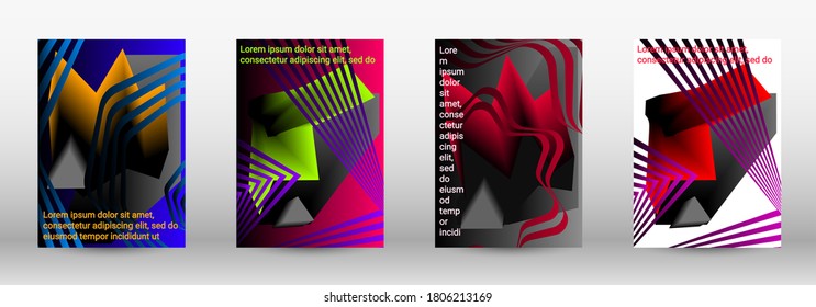 Modern design template. A set of modern abstract covers. Trendy cover design of curved lines, geometric shapes. Vector illustration. EPS 10.