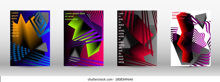 Modern design template. A set of modern abstract covers. Trendy cover design of curved lines, geometric shapes. Vector illustration. EPS 10.