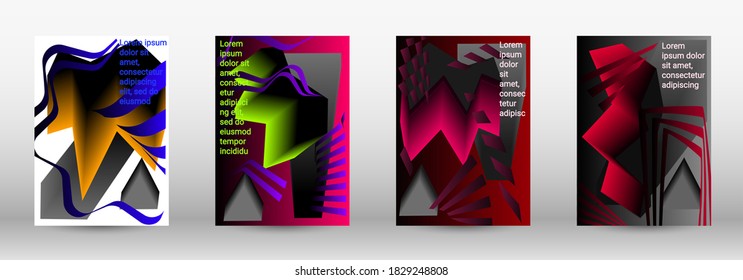 Modern design template. A set of modern abstract covers. Trendy cover design of curved lines, geometric shapes. Vector illustration. EPS 10.
