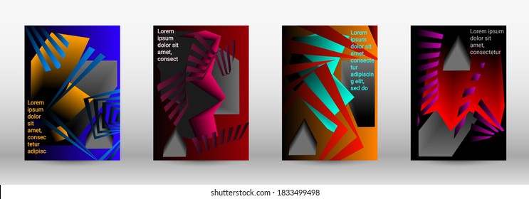 Modern design template. A set of modern abstract covers. Trendy cover design of curved lines, geometric shapes. Vector illustration. EPS 10.