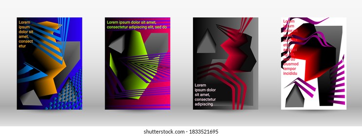 Plantilla de diseño moderna. Un conjunto de cubiertas abstractas modernas. Diseño de portada a la moda de líneas curvas, formas geométricas. Ilustración vectorial. EPS 10.