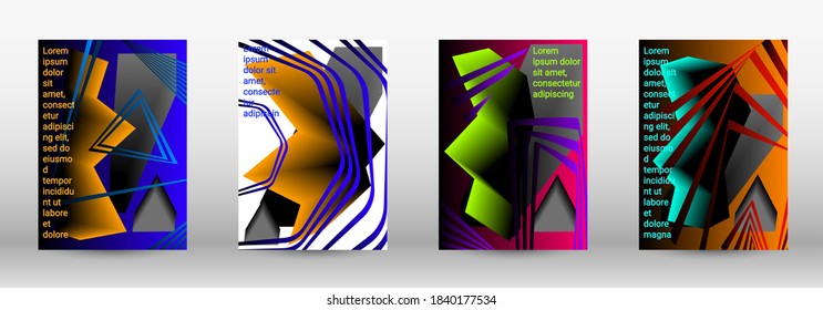 Plantilla de diseño moderna. Un conjunto de cubiertas abstractas modernas. Diseño de portada a la moda de líneas curvas, formas geométricas. Ilustración vectorial. EPS 10.