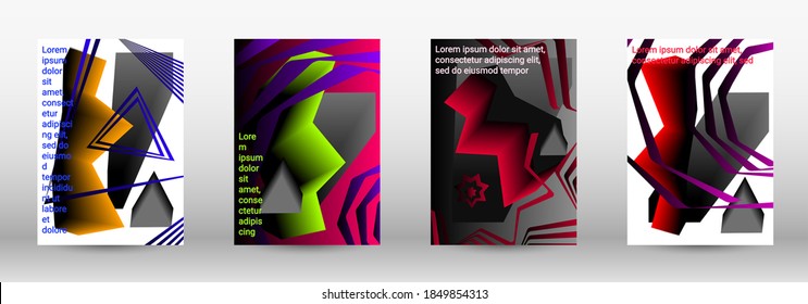 Modern design template. A set of modern abstract covers. Trendy cover design of curved lines, geometric shapes. Vector illustration. EPS 10.