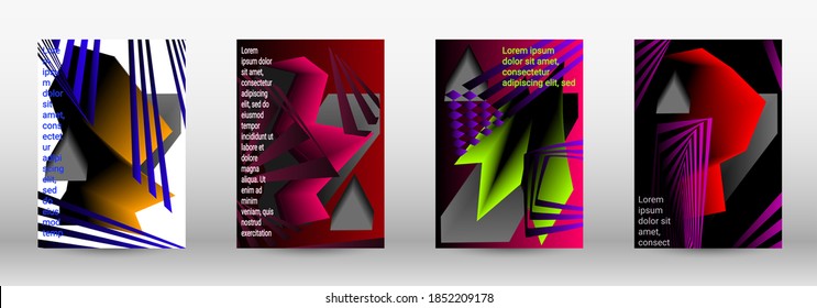 Modern design template. A set of modern abstract covers. Trendy cover design of curved lines, geometric shapes. Vector illustration. EPS 10.