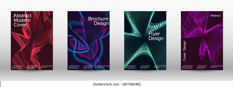 Modern design template.  A set of modern abstract covers. Future futuristic template with abstract current forms for banner design, poster, booklet, report, journal.  Vector illustration. EPS 10. 