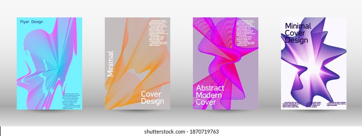 Modern design template. A set of modern abstract covers. Future futuristic template with abstract current forms for banner design, poster, booklet, report, journal. 