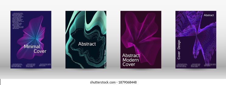 Modern design template. A set of modern abstract covers. Future futuristic template with abstract current forms for banner design, poster, booklet, report, journal. Vector illustration. EPS 10.