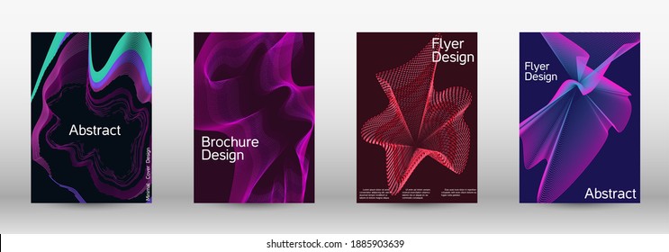 Modern design template.  A set of modern abstract covers. Future futuristic template with abstract current forms for banner design, poster, booklet, report, journal.  Vector illustration. EPS 10. 