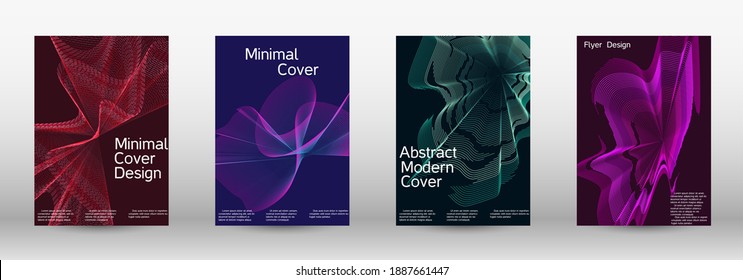Modern design template.  A set of modern abstract covers. Future futuristic template with abstract current forms for banner design, poster, booklet, report, journal.  Vector illustration. EPS 10. 