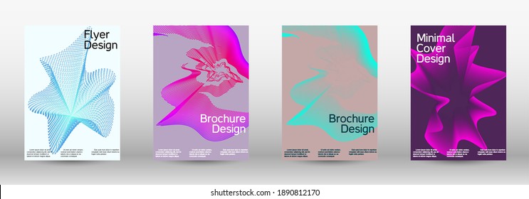 Modern design template. A set of modern abstract covers. Future futuristic template with abstract current forms for banner design, poster, booklet, report, journal. 