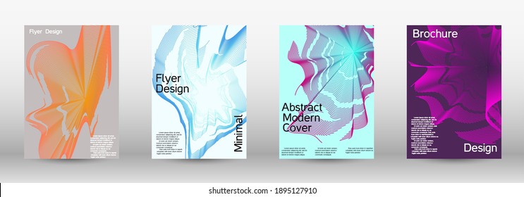 Modern design template. A set of modern abstract covers. Future futuristic template with abstract current forms for banner design, poster, booklet, report, journal. 