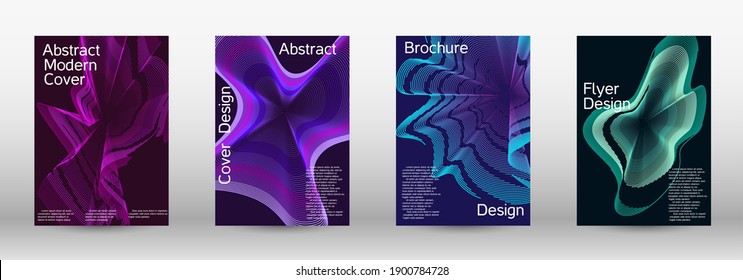 Modern design template.  A set of modern abstract covers. Future futuristic template with abstract current forms for banner design, poster, booklet, report, journal.  Vector illustration. EPS 10. 